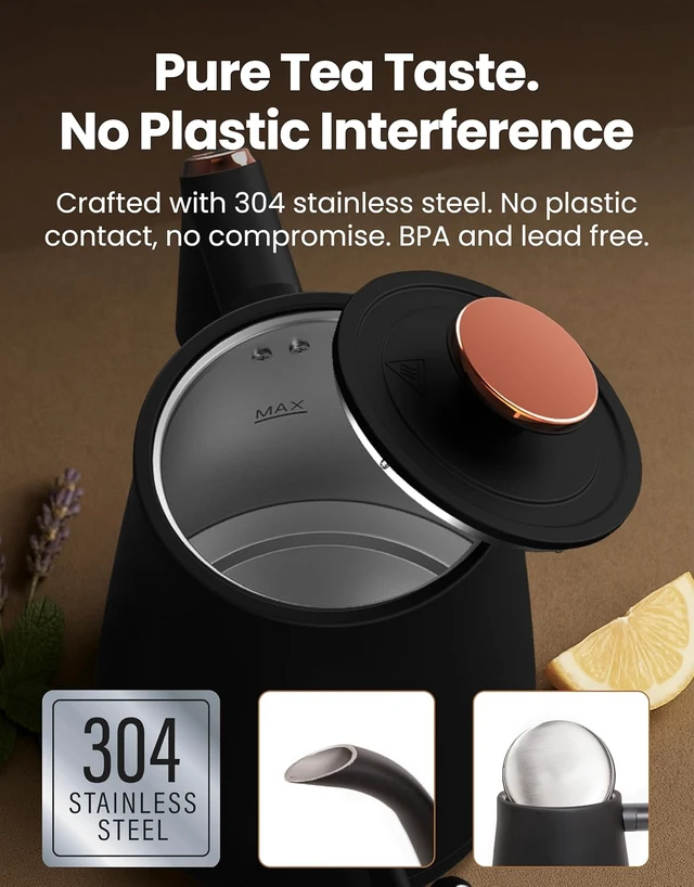 Alt view image 3 of 7 - Viante 0.8L Electric Gooseneck Kettle with Temp Control for Pour-Over Coffee & Tea