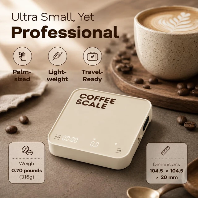 Alt view image 4 of 7 - Coffee Scale with Timer 0.1g Precision USB-C Rechargeable Digital Espresso Scale, LED Display & Tare Function for Pour-Over & Barista Brewing