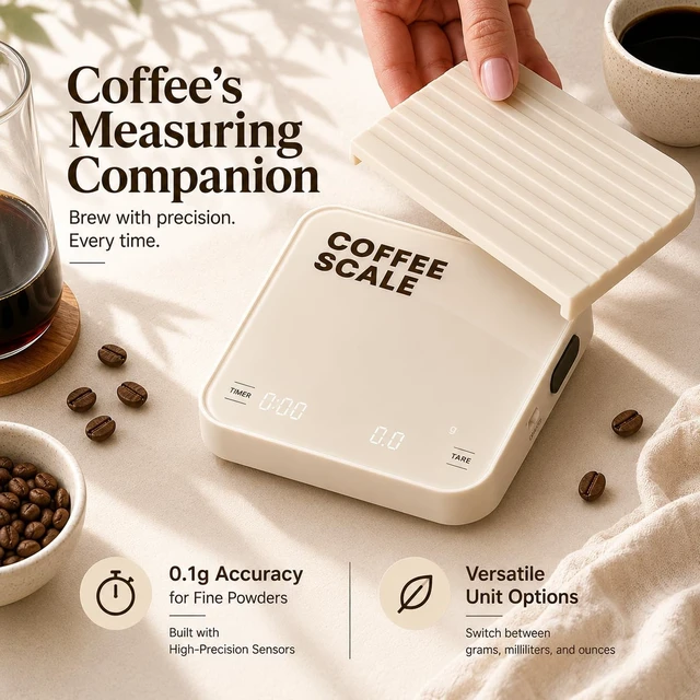 Alt view image 6 of 7 - Coffee Scale with Timer 0.1g Precision USB-C Rechargeable Digital Espresso Scale, LED Display & Tare Function for Pour-Over & Barista Brewing