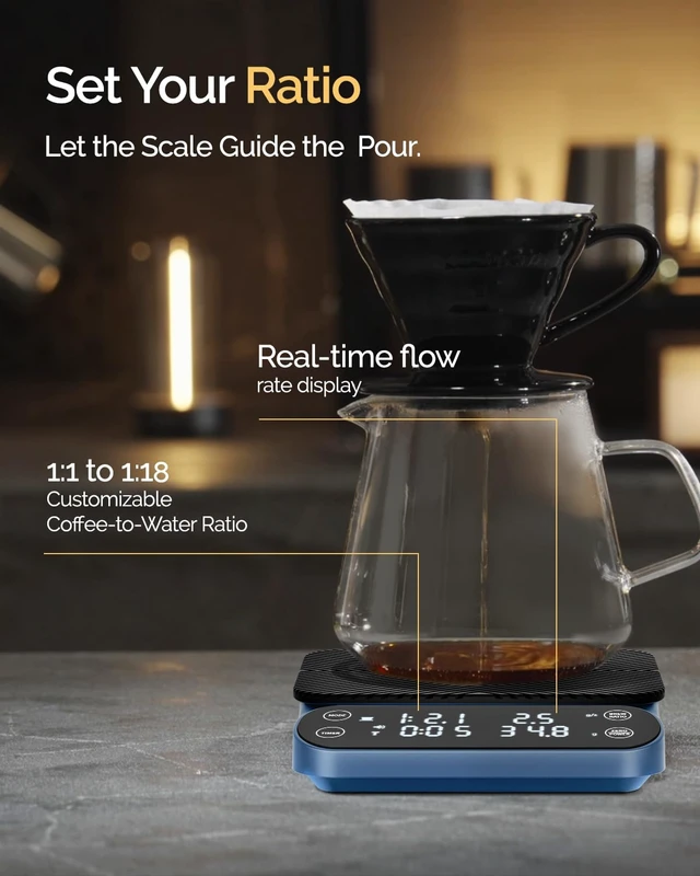 Alt view image 2 of 7 - S3 Pour-Over Coffee Scale with Timer, 3kg/0.1g