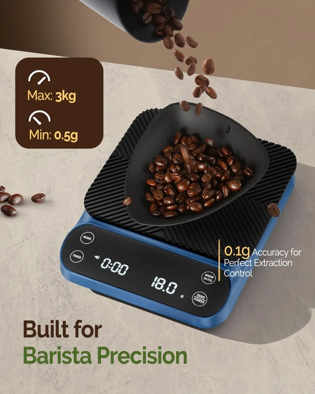 Alt view image 3 of 7 - S3 Pour-Over Coffee Scale with Timer, 3kg/0.1g