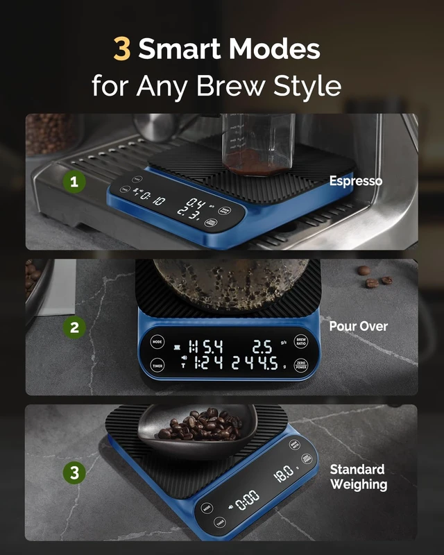 Alt view image 5 of 7 - S3 Pour-Over Coffee Scale with Timer, 3kg/0.1g