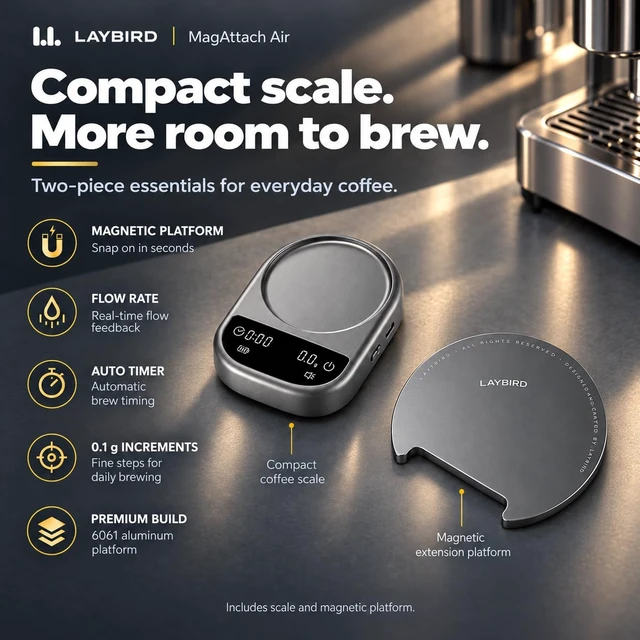 Alt view image 2 of 7 - MagAttach Air Espresso & Pour-Over Coffee Scale with Timer