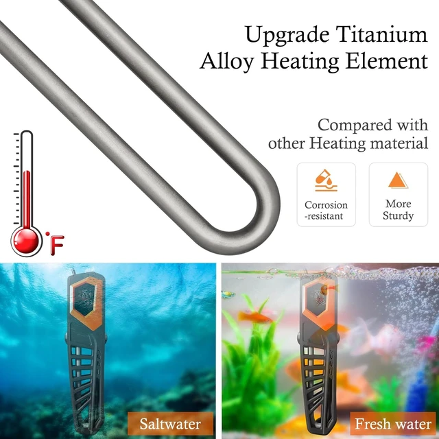 Alt view image 3 of 6 - 800W Titanium Aquarium Heater with External Controller Submersible & Shatterproof for Fish Tanks up to 250 Gallons, Saltwater & Freshwater Fish or Turtle