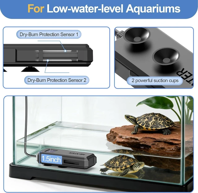 Alt view image 5 of 7 - Adjustable 50W/100W/150W/200W Titanium Aquarium Heater Auto Power-Off & High-Temp Protection for Saltwater & Freshwater Fish/Turtle Tanks