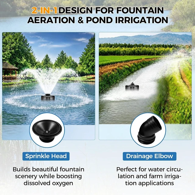 Alt view image 3 of 7 - Stainless Steel Pond Fountain Aerator 1HP 110V 15000 GPH