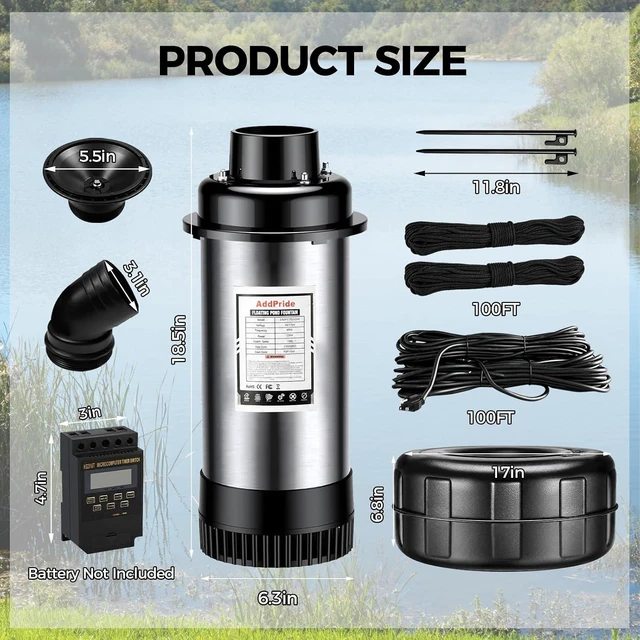 Alt view image 5 of 7 - Stainless Steel Pond Fountain Aerator 1HP 110V 15000 GPH