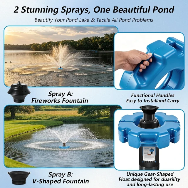 Alt view image 2 of 7 - 1HP 110V Floating Pond Fountain Aerator Pump