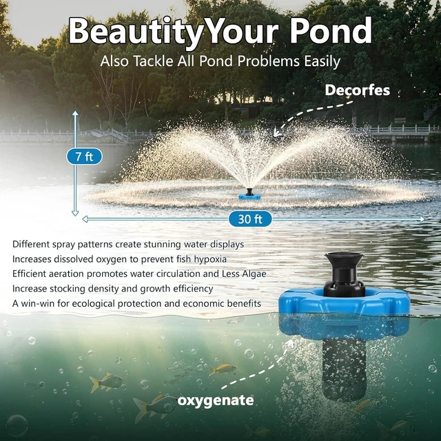 Alt view image 3 of 7 - 1HP 110V Floating Pond Fountain Aerator Pump