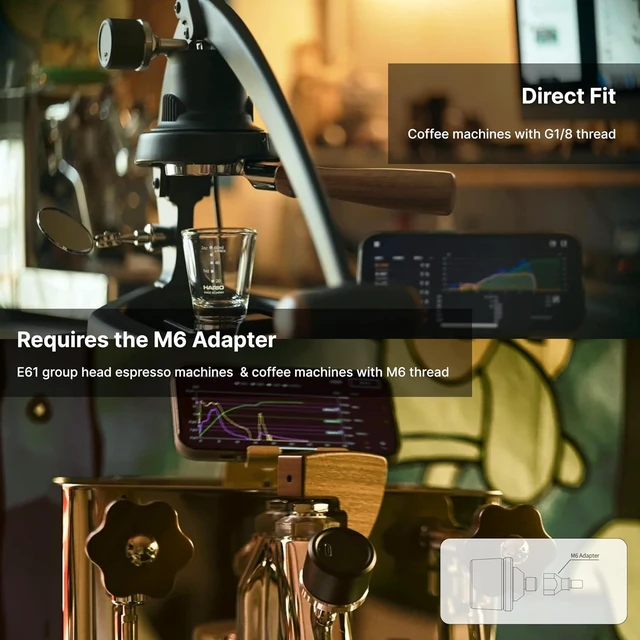 Alt view image 4 of 7 - Espresso Monitor E61 Group Pressure Gauge Wireless Smart Pressure Sensor with APP Precise Tracking, G1/8 Thread & M6 Adapter, Smart Data Analysis