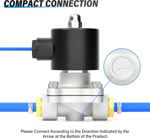 Alt view image 4 of 7 - 1/2 Inch NPT 304 Stainless Steel DC12V Electric Solenoid Valve 2S160-15, Normally Closed, for Water, Air & Diesel