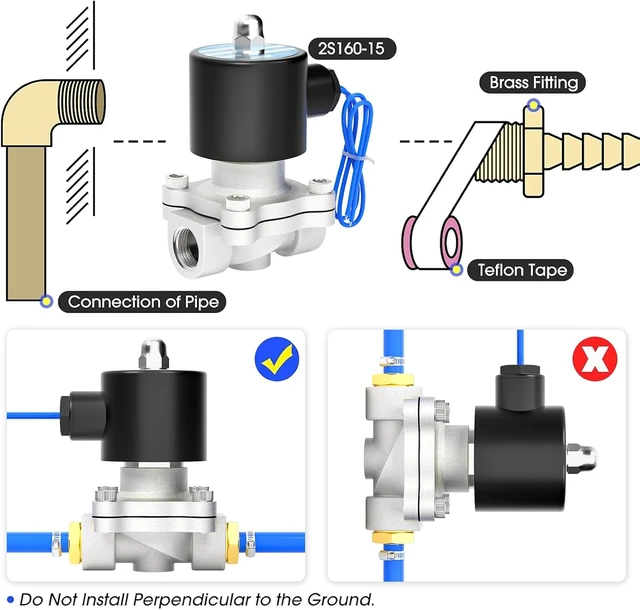 Alt view image 6 of 7 - 1/2 Inch NPT 304 Stainless Steel DC12V Electric Solenoid Valve 2S160-15, Normally Closed, for Water, Air & Diesel
