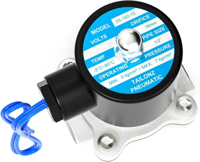 Alt view image 7 of 7 - 1/2 Inch NPT 304 Stainless Steel DC12V Electric Solenoid Valve 2S160-15, Normally Closed, for Water, Air & Diesel