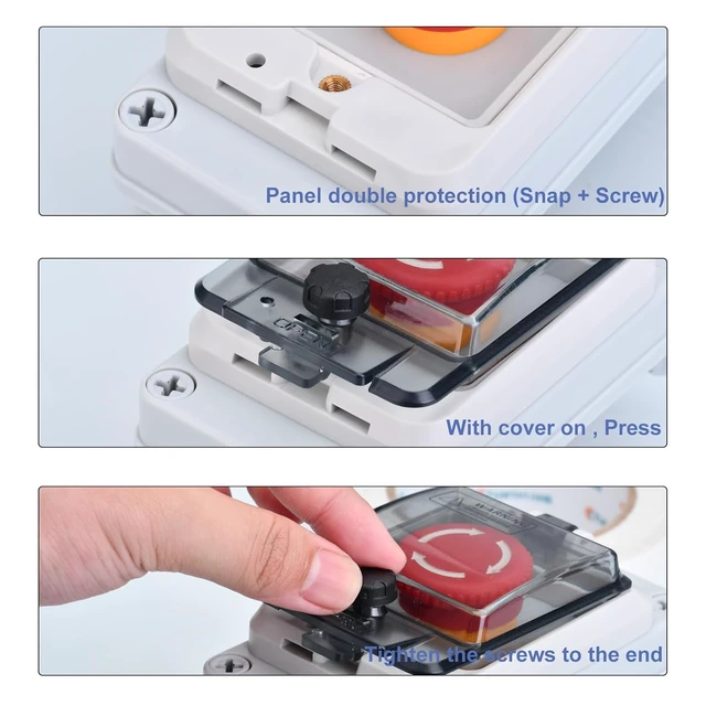 Alt view image 4 of 7 - Emergency Stop Button with Box 660V 10A E-Stop Shut-Off Switch