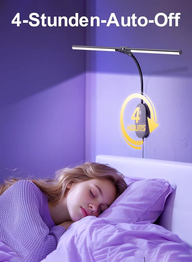 Alt view image 5 of 7 - LED Wall-Mounted Reading Light with 2 Heads & USB Output Bright 5-Level Dimmable Touch Control, 4-Hour Auto Off, 360° Gooseneck Headboard Bed Lamp