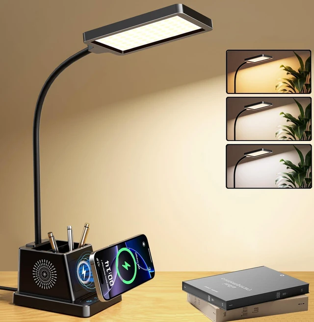 Main image of LED Desk Lamp with Storage & 15W Fast Wireless Charger for Home Office