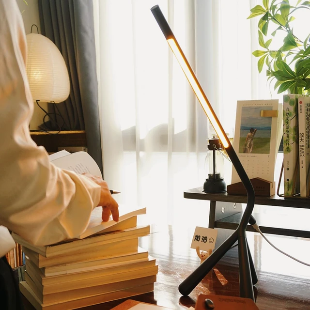 Alt view image 3 of 7 - Creative LED Desk Lamp with USB Type-C Stepless Dimming Eye-Caring Reading Light for Home Office, Bedroom & College Dorm (Black)