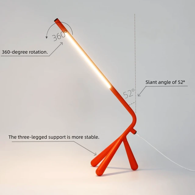 Alt view image 7 of 7 - Creative LED Desk Lamp with USB Type-C Stepless Dimming Eye-Caring Reading Light for Home Office, Bedroom & College Dorm (Black)