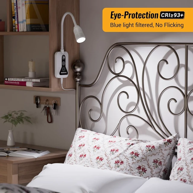 Alt view image 4 of 6 - Dimmable Wall-Mounted Reading Light for Bed, Bedside Headboard, 2-Pack