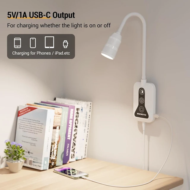 Alt view image 5 of 6 - Dimmable Wall-Mounted Reading Light for Bed, Bedside Headboard, 2-Pack