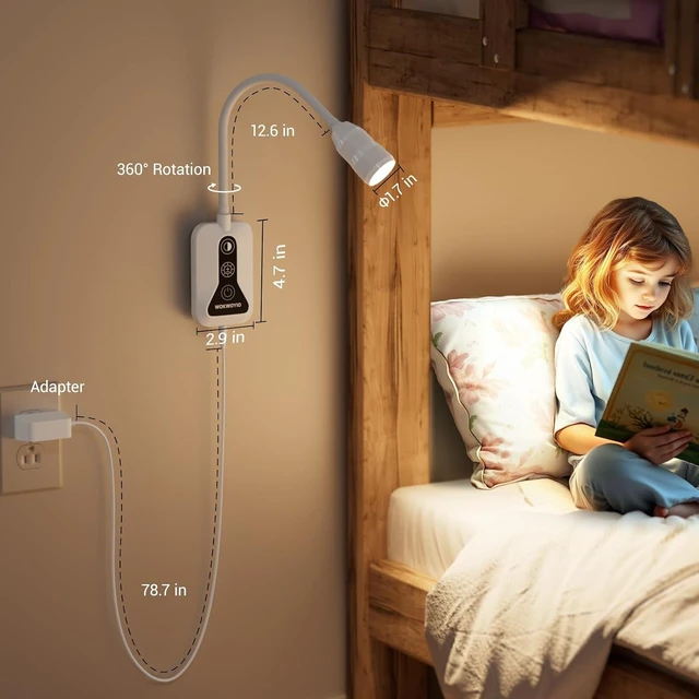 Alt view image 6 of 6 - Dimmable Wall-Mounted Reading Light for Bed, Bedside Headboard, 2-Pack