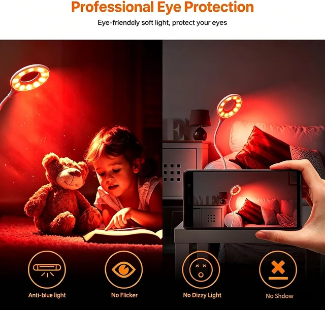 Alt view image 3 of 7 - Desk Lamp with 670nm Red Light Therapy for Reading, Sleep & Bedroom
