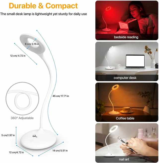 Alt view image 7 of 7 - Desk Lamp with 670nm Red Light Therapy for Reading, Sleep & Bedroom