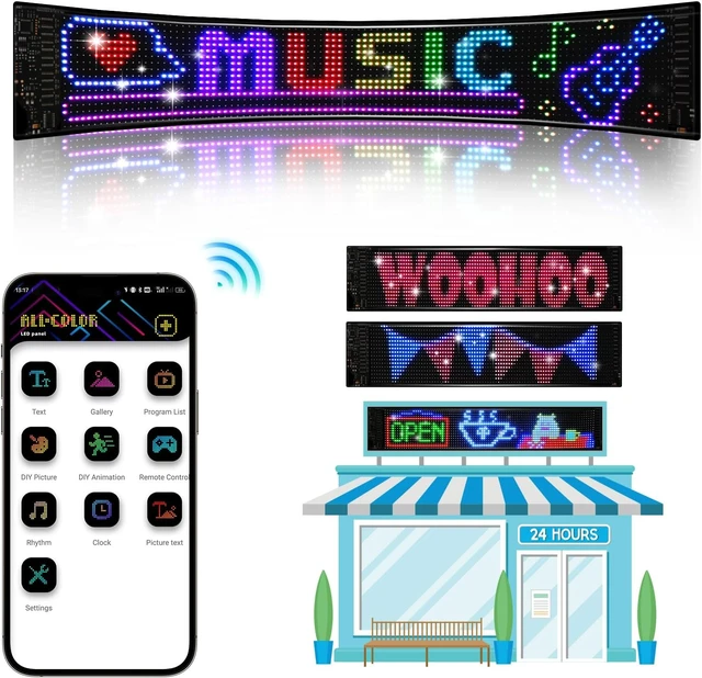 Alt view image 2 of 7 - 36.2"x7.6" Large Bright Programmable LED Scrolling Sign Custom Flexible Store Sign with App Control, DIY Text/Pattern Animation for Window Advertising & Hotel