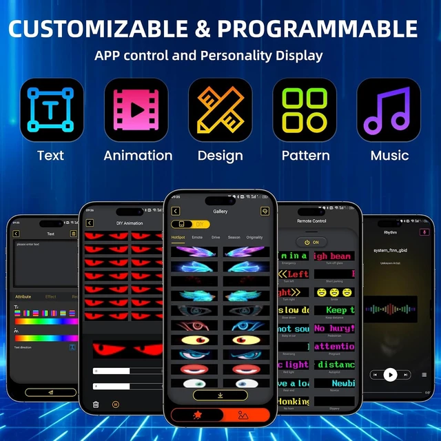Alt view image 3 of 7 - 36.2"x7.6" Large Bright Programmable LED Scrolling Sign Custom Flexible Store Sign with App Control, DIY Text/Pattern Animation for Window Advertising & Hotel