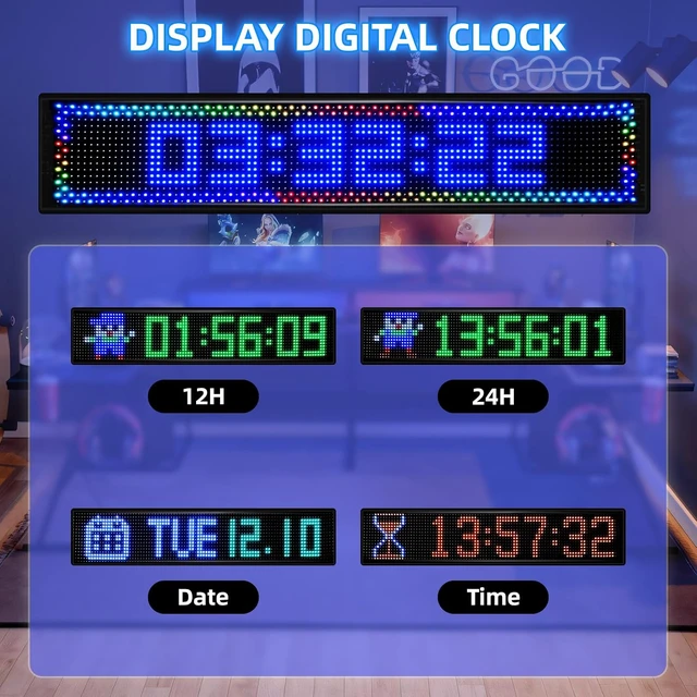 Alt view image 4 of 7 - 36.2"x7.6" Large Bright Programmable LED Scrolling Sign Custom Flexible Store Sign with App Control, DIY Text/Pattern Animation for Window Advertising & Hotel