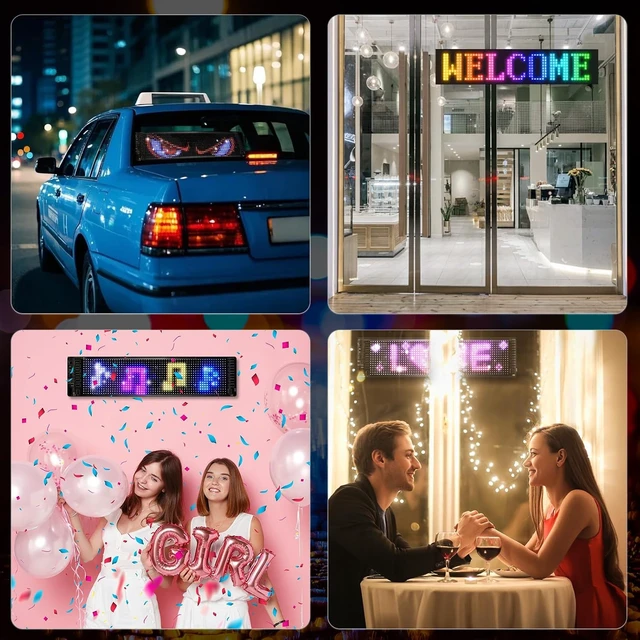 Alt view image 5 of 7 - 36.2"x7.6" Large Bright Programmable LED Scrolling Sign Custom Flexible Store Sign with App Control, DIY Text/Pattern Animation for Window Advertising & Hotel