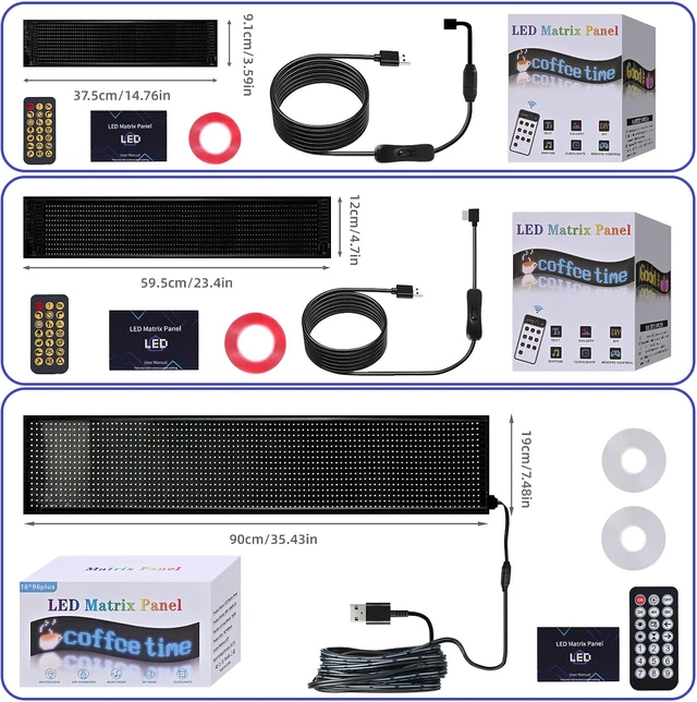 Alt view image 7 of 7 - 36.2"x7.6" Large Bright Programmable LED Scrolling Sign Custom Flexible Store Sign with App Control, DIY Text/Pattern Animation for Window Advertising & Hotel