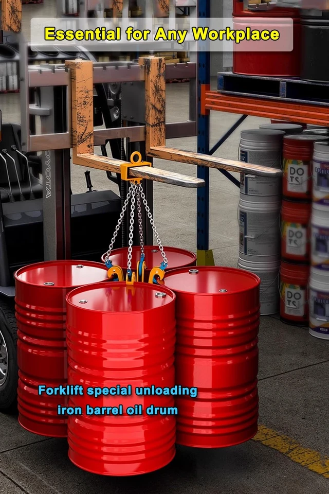 Alt view image 7 of 7 - 2-Ton Barrel Lifting Chain for Plastic & Steel Drums 4410LBS, 20in, 4 Hooks, Drum Lifter Clamp for 55-Gallon Drums, Fits Crane & Forklift 2T- 4Hooks