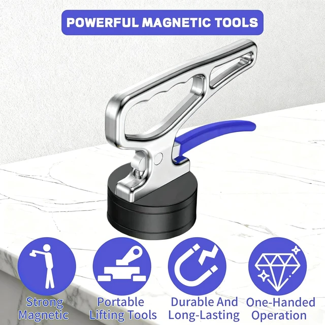 Alt view image 2 of 7 - Heavy-Duty Magnetic Pickup Tool Manual Lifting Magnet with Quick Release & Ergonomic Handle for Iron Plate, Tool Steel & Laser Cutting