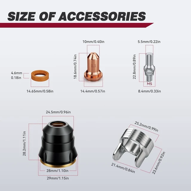 Alt view image 3 of 7 - 23Pcs IPT60 Plasma Cutter Torch Consumables, .045"