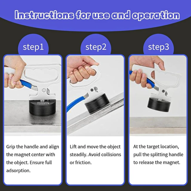 Alt view image 7 of 7 - Heavy-Duty Magnetic Pickup Tool Manual Lifting Magnet with Quick Release & Ergonomic Handle for Iron Plate, Tool Steel & Laser Cutting
