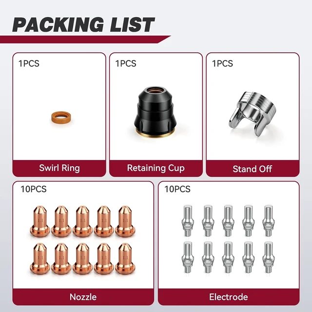 Alt view image 7 of 7 - 23Pcs IPT60 Plasma Cutter Torch Consumables, .045"