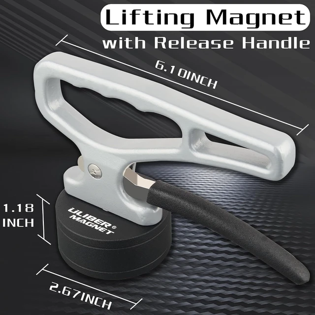 Alt view image 2 of 7 - Strong Magnetic Pickup Tool Lift Magnet with Quick Release & Ergonomic Handle, Portable Material Collector for Iron Plate, Tool Steel & Laser Cutting