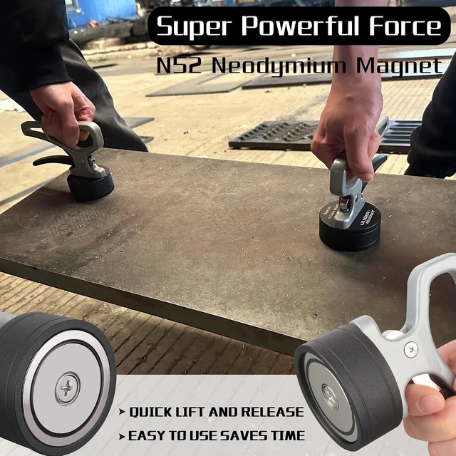 Alt view image 3 of 7 - Strong Magnetic Pickup Tool Lift Magnet with Quick Release & Ergonomic Handle, Portable Material Collector for Iron Plate, Tool Steel & Laser Cutting