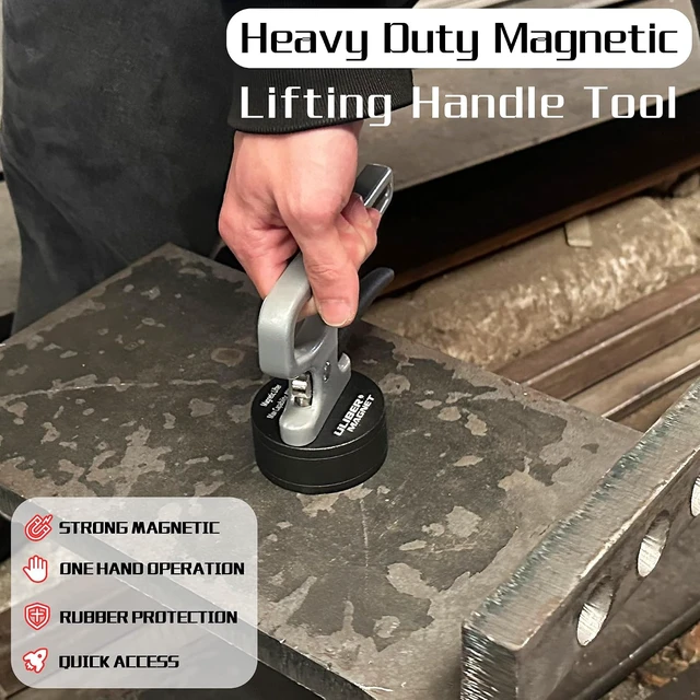 Alt view image 4 of 7 - Strong Magnetic Pickup Tool Lift Magnet with Quick Release & Ergonomic Handle, Portable Material Collector for Iron Plate, Tool Steel & Laser Cutting