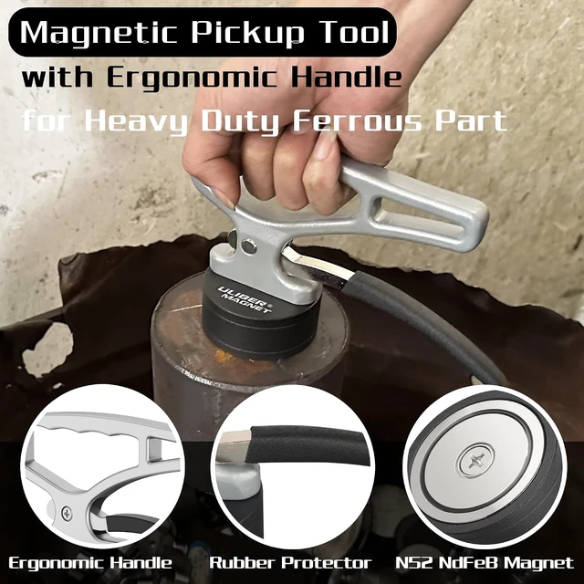 Alt view image 5 of 7 - Strong Magnetic Pickup Tool Lift Magnet with Quick Release & Ergonomic Handle, Portable Material Collector for Iron Plate, Tool Steel & Laser Cutting