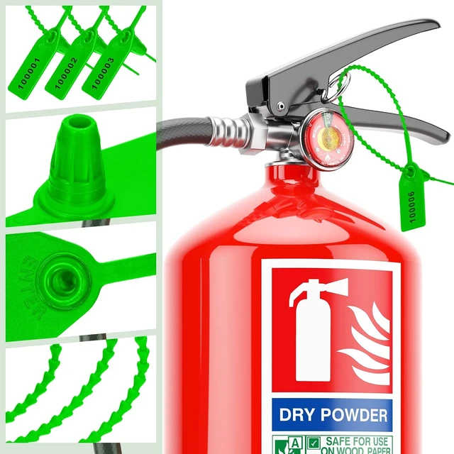 Alt view image 3 of 7 - 1000 Pcs Plastic Fire Extinguisher Tamper Seal Tags (Green)