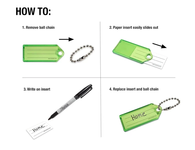 Alt view image 5 of 7 - Colored Key Tags with Ball Chain Display Box of 100 Assorted Tags (10100)