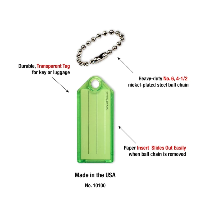 Alt view image 7 of 7 - Colored Key Tags with Ball Chain Display Box of 100 Assorted Tags (10100)