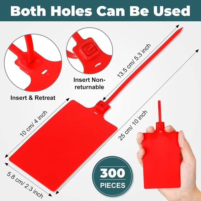 Alt view image 2 of 7 - 300 Pcs Waterproof Plastic Shipping Tags & Seals, 255mm Hanging Labels with 3-Color Marker Pens & Fasteners for Logistics & Luggage (Red, Blue, Green, Yellow, White)