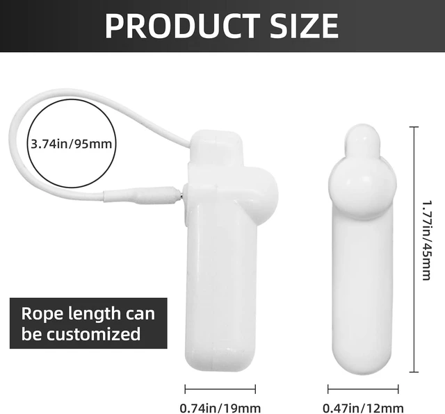 Alt view image 6 of 6 - 100pcs Hard Security Tags with Lanyard Reusable Clothing Tag with String for 58kHz EAS Checkpoint Security System (White)