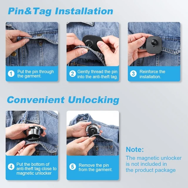 Alt view image 5 of 7 - 250Pcs 8.2MHz RF Security Clothing Tags Black Retail EAS Tags with 250 Pins & 100 Lanyards