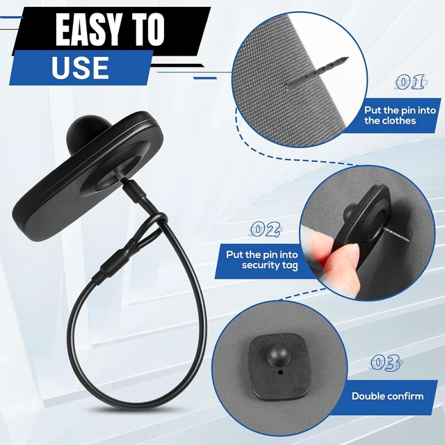 Alt view image 4 of 5 - 1000 Pcs 8.2MHz RF Clothing Security Tags Retail Hard Tags with 1000 Pins & 100 Lanyards for Store, Garment Shop & Supermarket