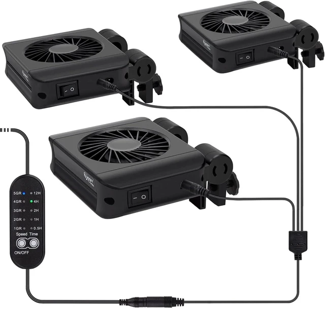 Main image of Aquarium Chiller Fan Quiet Fish Tank Cooling Fan with Adjustable Speed Controller for Freshwater & Saltwater Tanks (3-Fan Head)