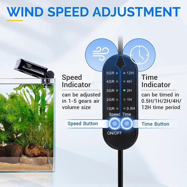 Alt view image 2 of 6 - Aquarium Chiller Fan Quiet Fish Tank Cooling Fan with Adjustable Speed Controller for Freshwater & Saltwater Tanks (3-Fan Head)